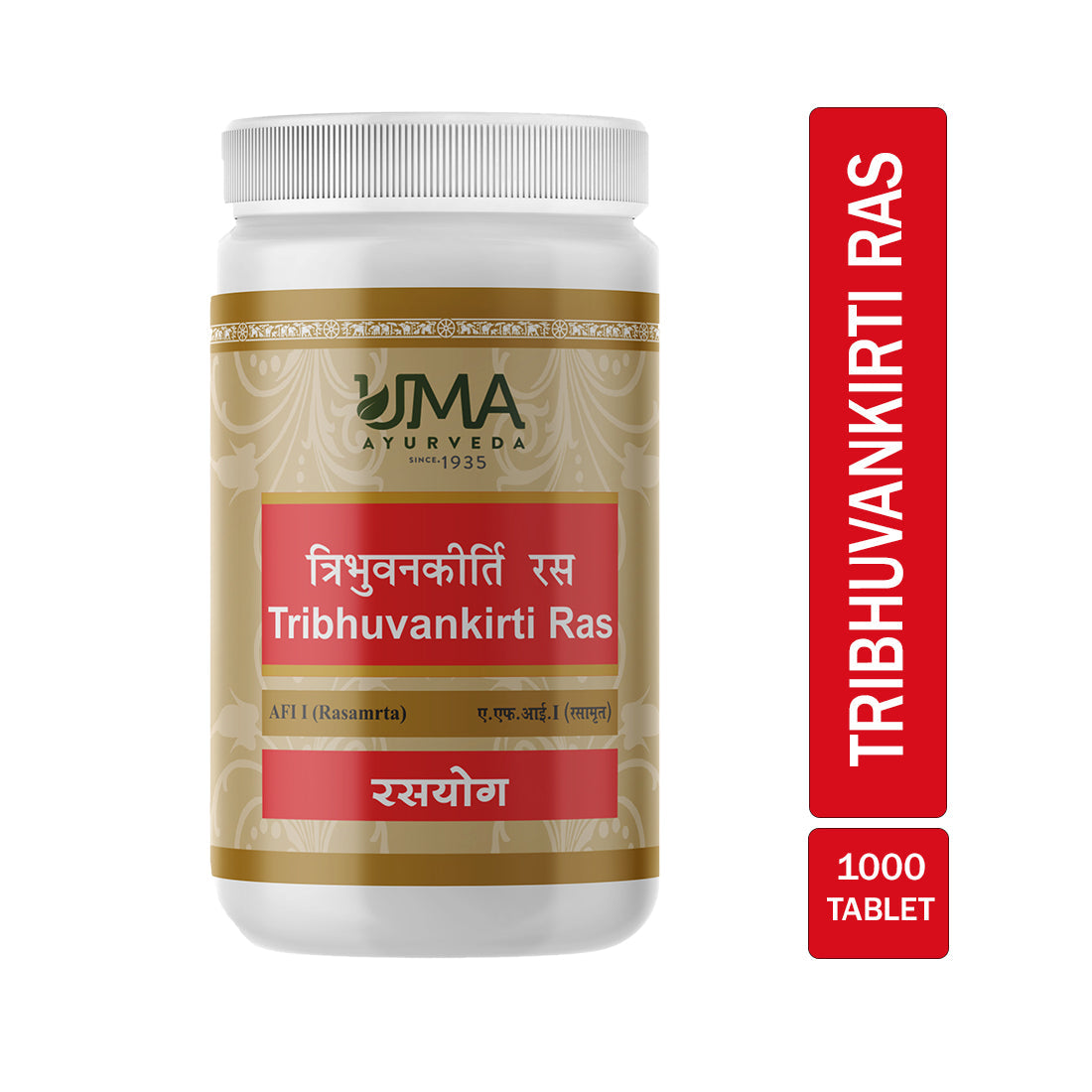 Uma Ayurveda Tribhuvan kirti Ras Tabs - Organic Wellnesses