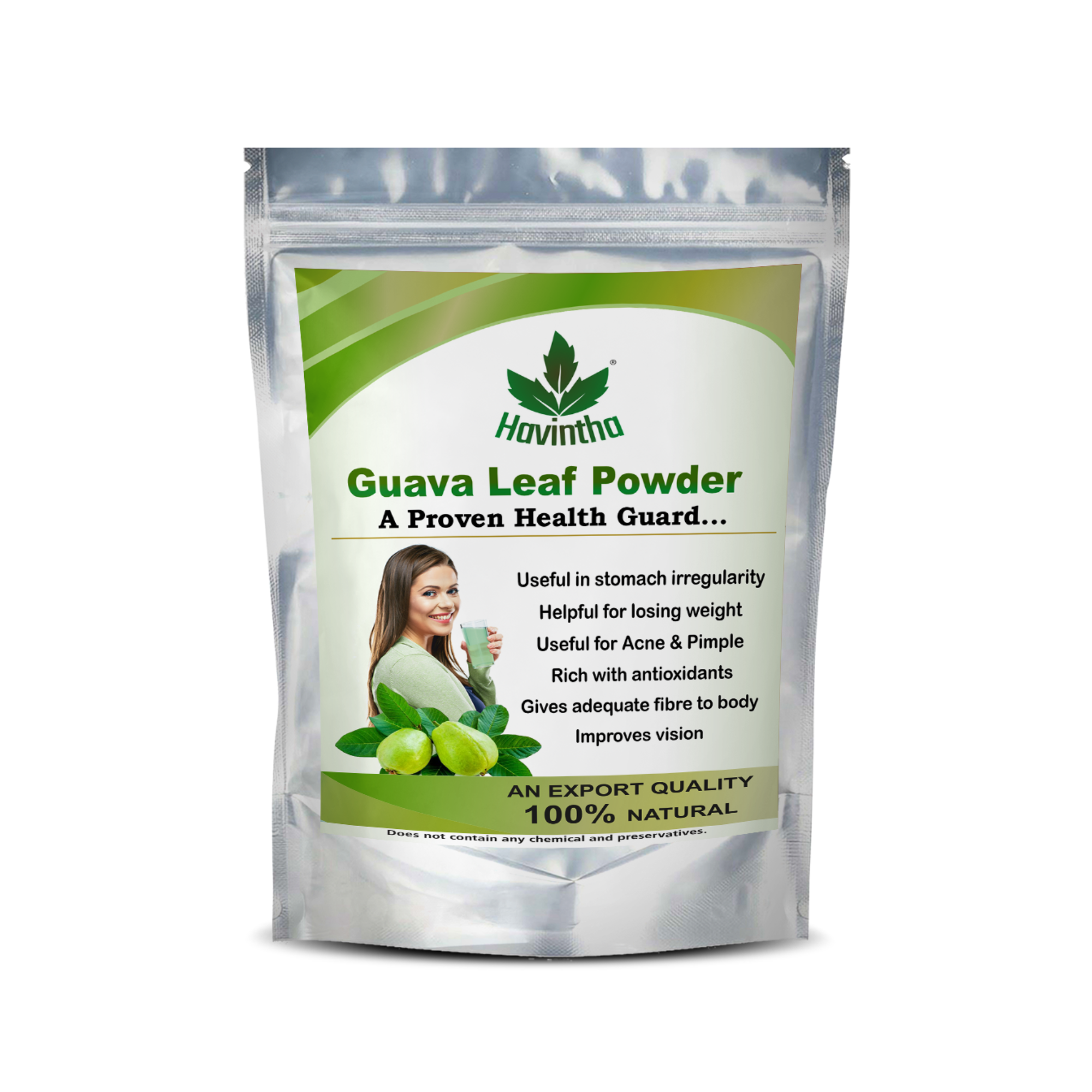 Havintha Natural Guava Leaf Powder - 227 gms - Organic Wellnesses