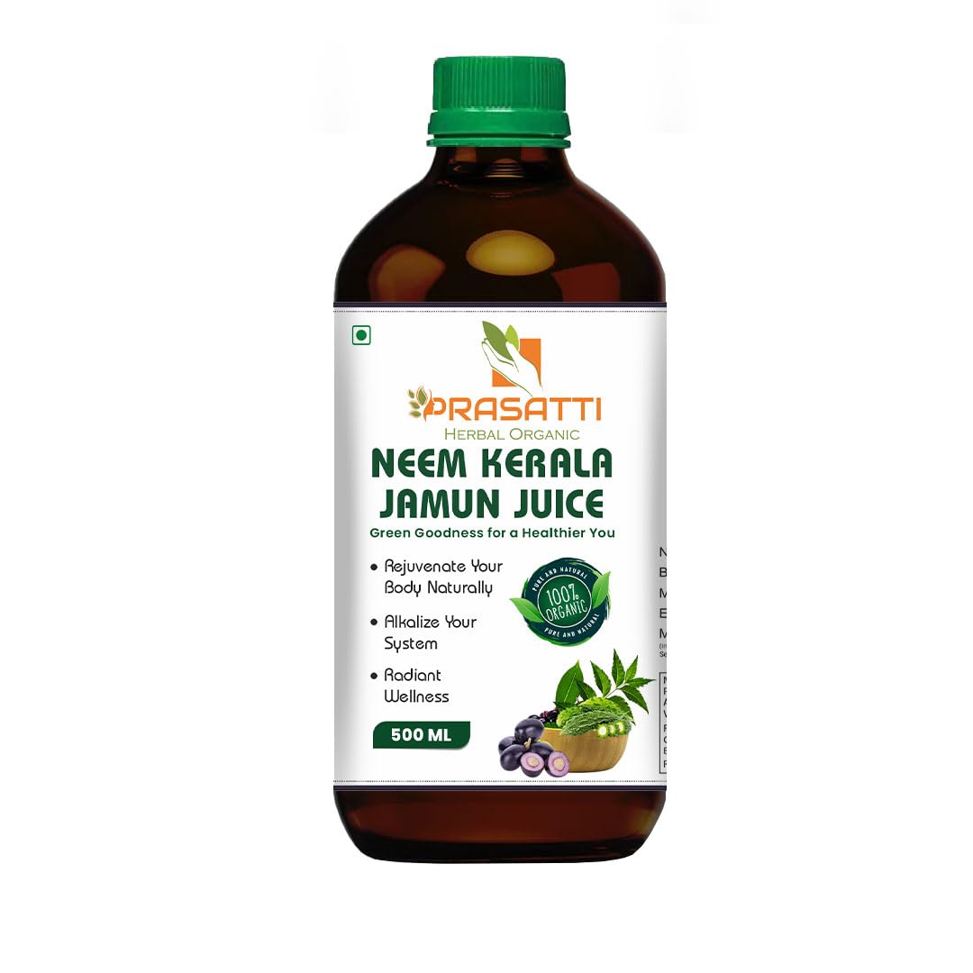 Prasatti Herbal Organic Neem Karela Jamun Juice for Diabetes - 500 Ml