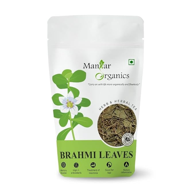 ManHar Organics Brahmi Herbal Leaves Tea - 100 gms - Organic Wellnesses