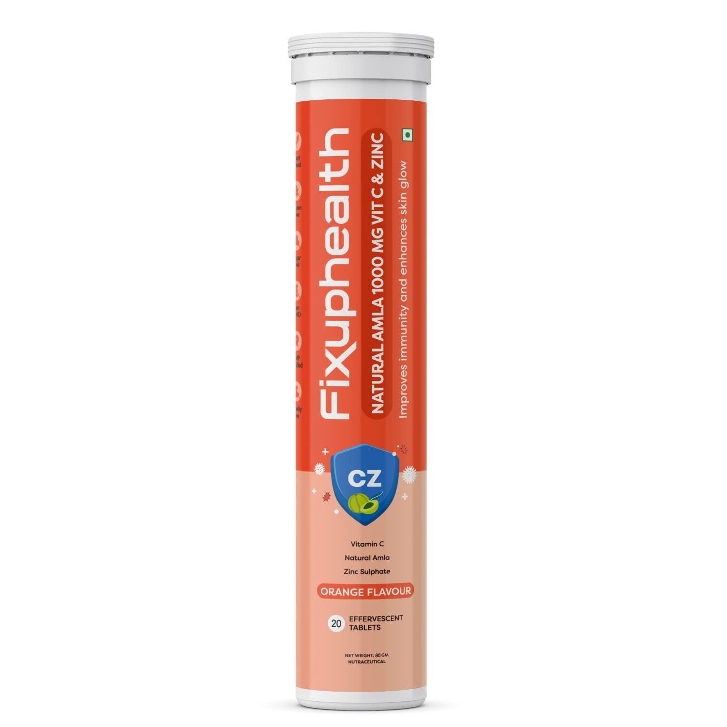 Fixuphealth Amla Vitamin C And Zinc Effervescent Tablets Orange Flavor ...