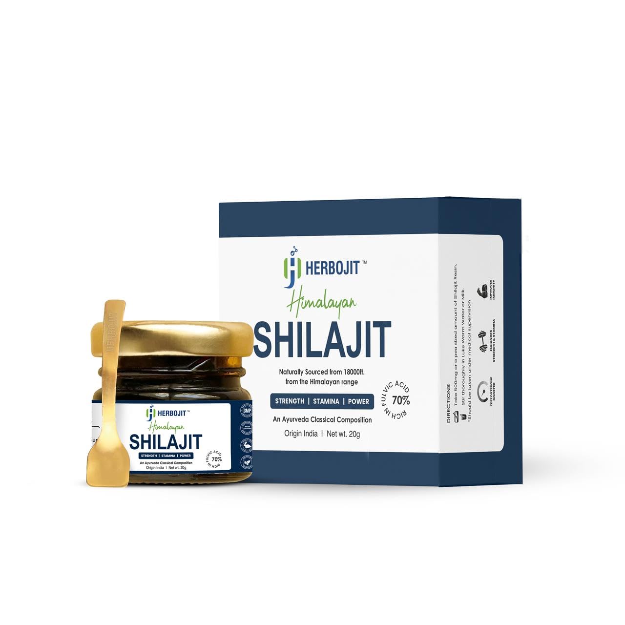Herbojit Himalayan Shilajit Resin 20 Gms | Shilajit Extract | Pure & Natural | Boost Energy, Endurance, Stamina & Immunity