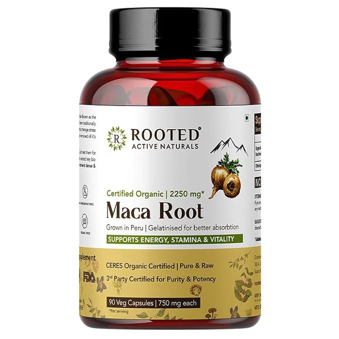 Rooted Actives Maca Root - 90 Veg Caps - Organic Wellnesses
