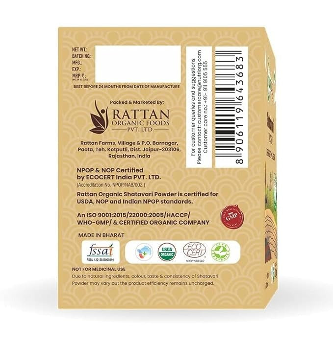 Nutriorg Organic Shatavari Powder - 100 gms