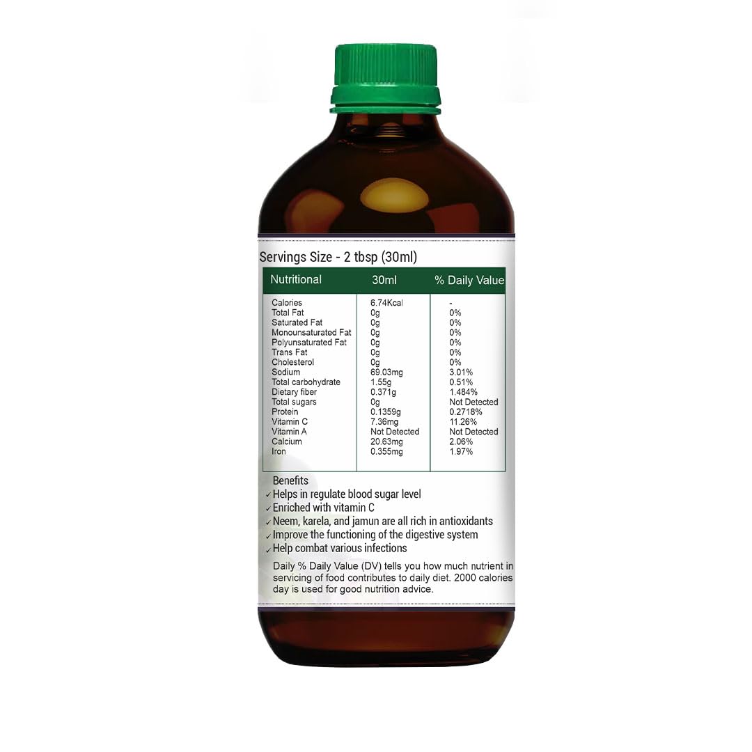 Prasatti Herbal Organic Neem Karela Jamun Juice for Diabetes - 500 Ml