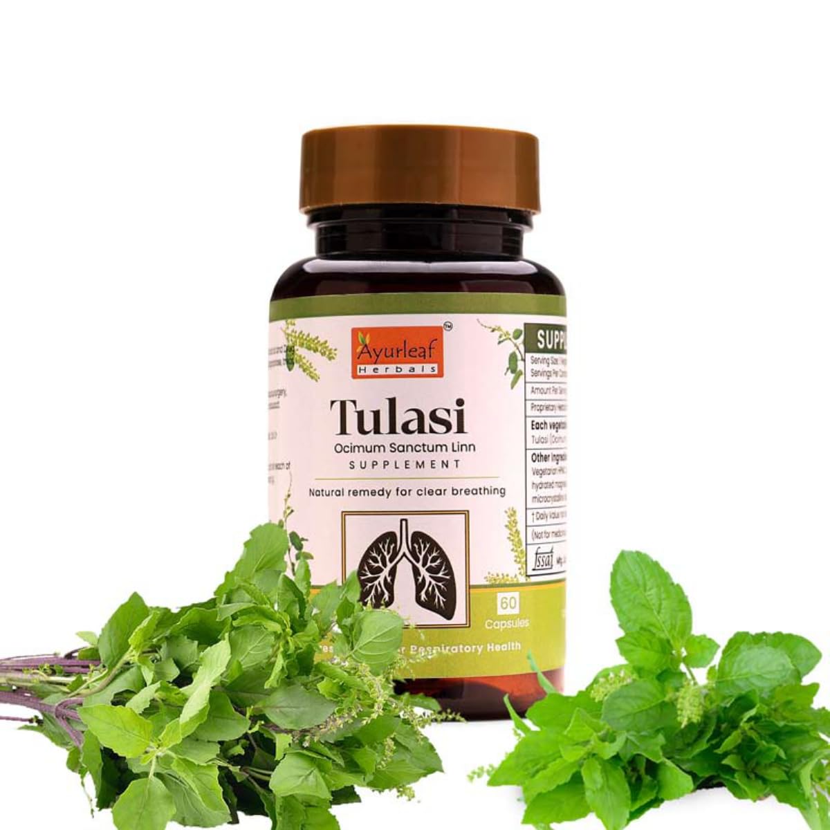 Ayurleaf Herbals Essential Tulsi Capsules - 60 Caps