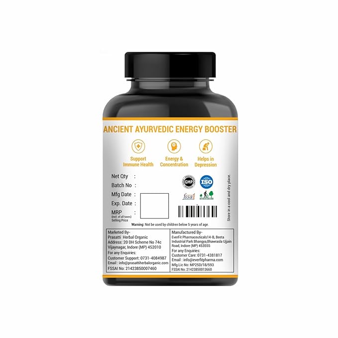 Prasatti Herbal Organic Plant Based Ashwagandha Supplements 1000 Mg Contains Ashwagandha Roots Extract - 120 Veg Caps