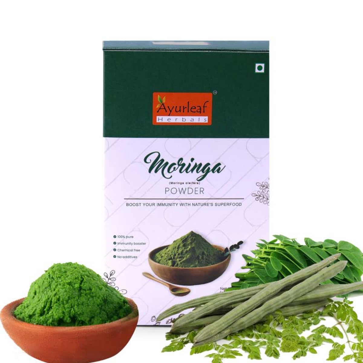 Ayurleaf Herbals Moringa Powder for Digestion, Energy, Immunity, Weight Loss - 200 Gms