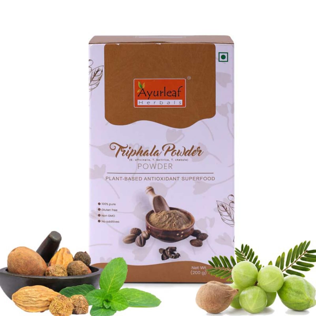 Ayurleaf Herbals Triphala Powder | Supports Healthy Digestion & Improves Bowel Wellness - 200 Gms