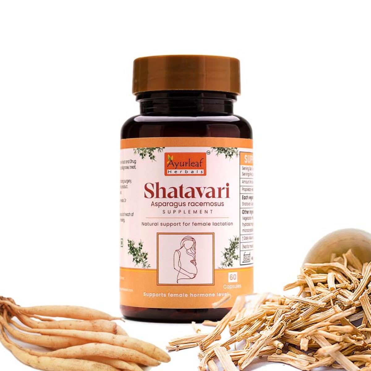 Ayurleaf Herbals Shatavari Capsules With Goodness of Natural Satavari - 60 Caps | Pack of 2