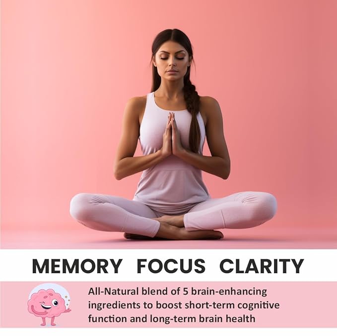 Prasatti Herbal Organic Plant Based Brain Booster Supplement With Ginkgo Biloba & Brahmi Concentration Power - 60 Veg Caps