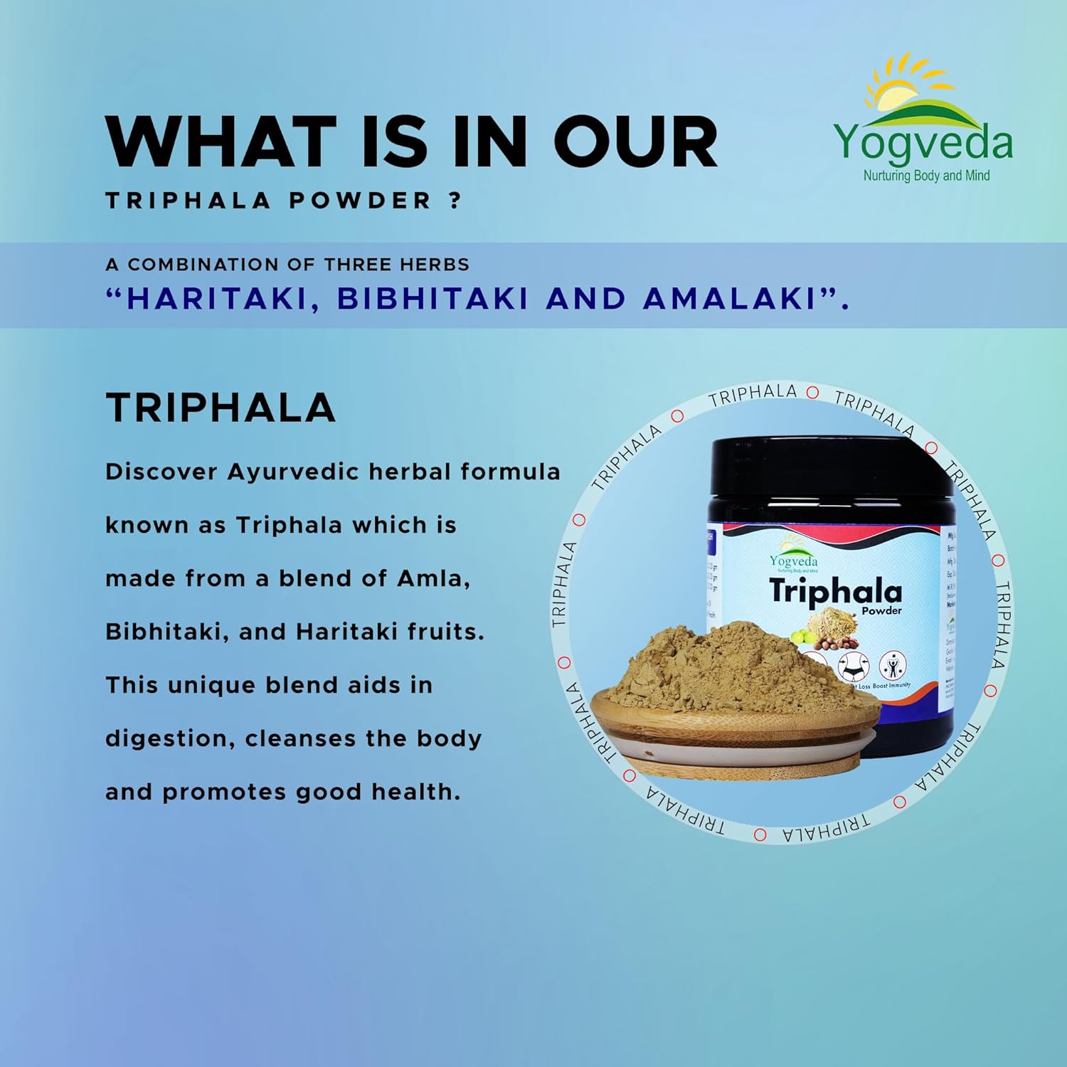 Yogveda Organic Triphala Powder | Triphala Churn | Helps Relieve Constipation - 200 Gms