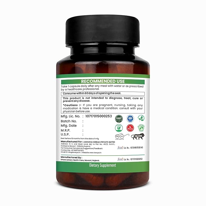 Lavaya Ashwagandha KSM-66 Capsule 500 Mg For Extra Strength Power - 60 caps