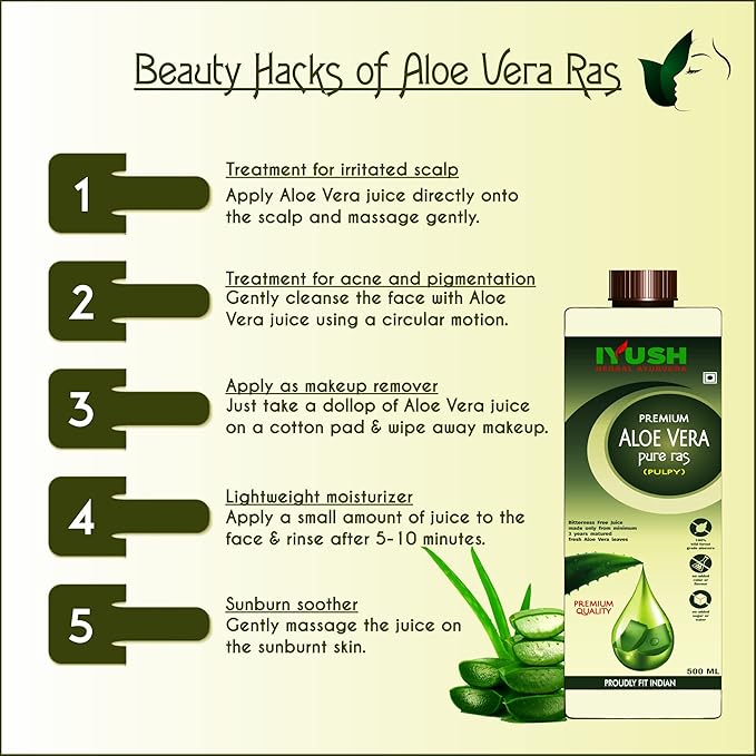 Iyush Herbal Ayurveda Aloe Vera Juice Bitterness Free Aloveravgel Juice Each - 500 gms (Pack of 2)