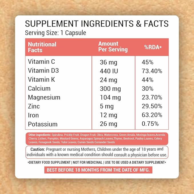 Prasatti Herbal Organic Plant Based Brain Booster Supplement With Ginkgo Biloba & Brahmi Concentration Power - 60 Veg Caps