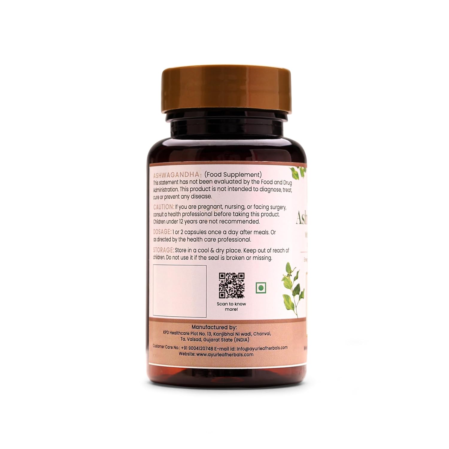 Ayurleaf Herbals Ashwagandha Capsules With Goodness of Natural Extracts of Ashwagandha | 60 Caps | Pack of 2