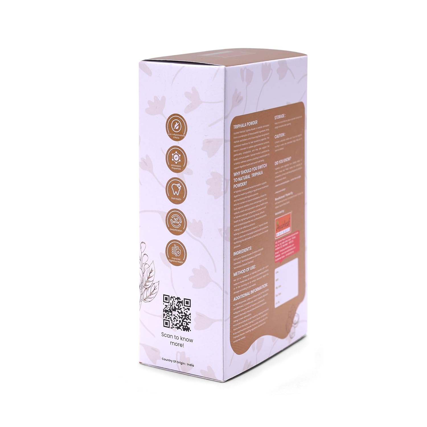 Ayurleaf Herbals Triphala Powder | Supports Healthy Digestion & Improves Bowel Wellness - 200 Gms