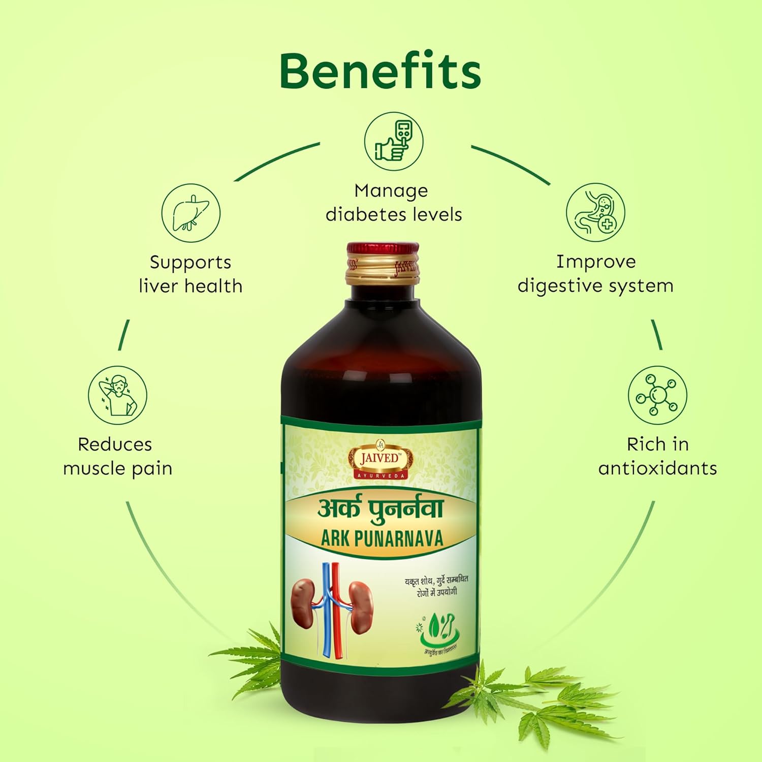 Jaived Ayurveda Ark Punarnava - Kidney Health and Detoxification Support - 450 Ml | Pack of 2