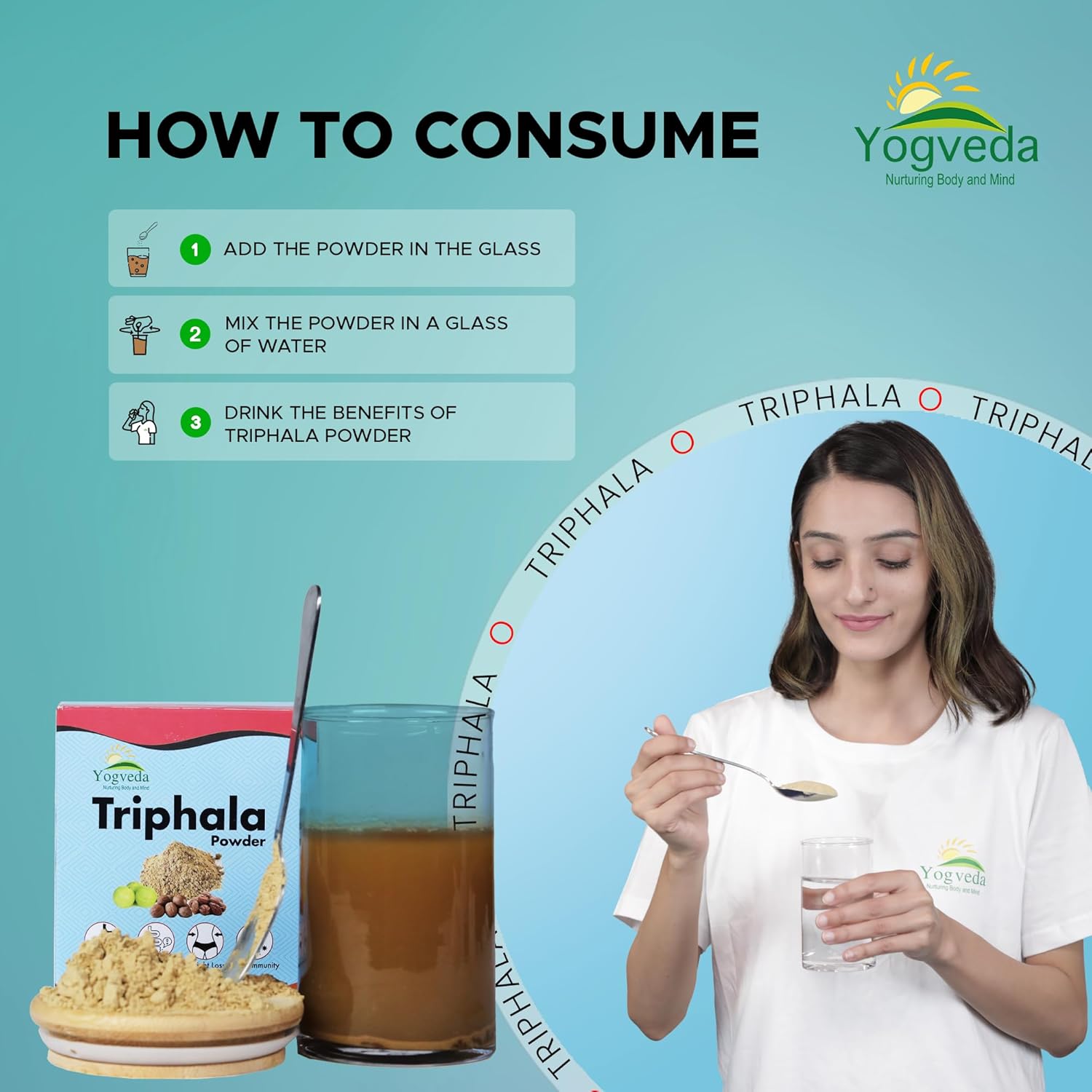 Yogveda Organic Triphala Powder | Triphala Churn | Helps Relieve Constipation - 200 Gms