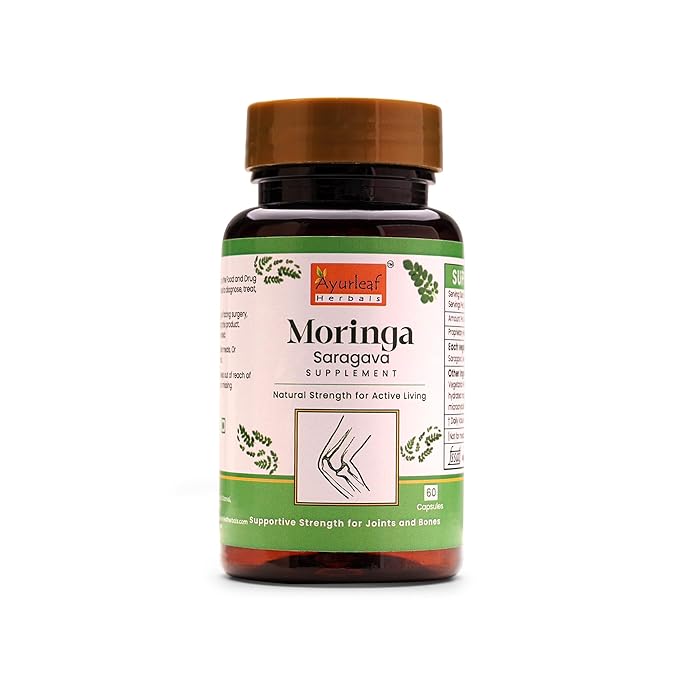 Ayurleaf Herbals Moringa Capsules | Nutrient Rich Superfood, Skin and Hair Health Booster | 60 Caps | Pack of 2