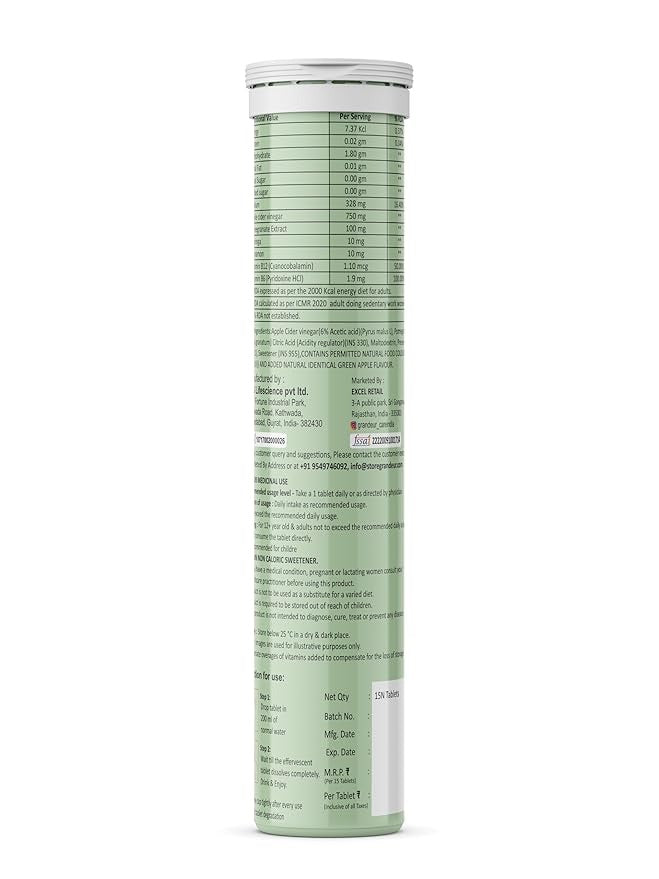 Grandeur Plant Based ACV Moringa 45 Apple Cider Vinegar Tablets