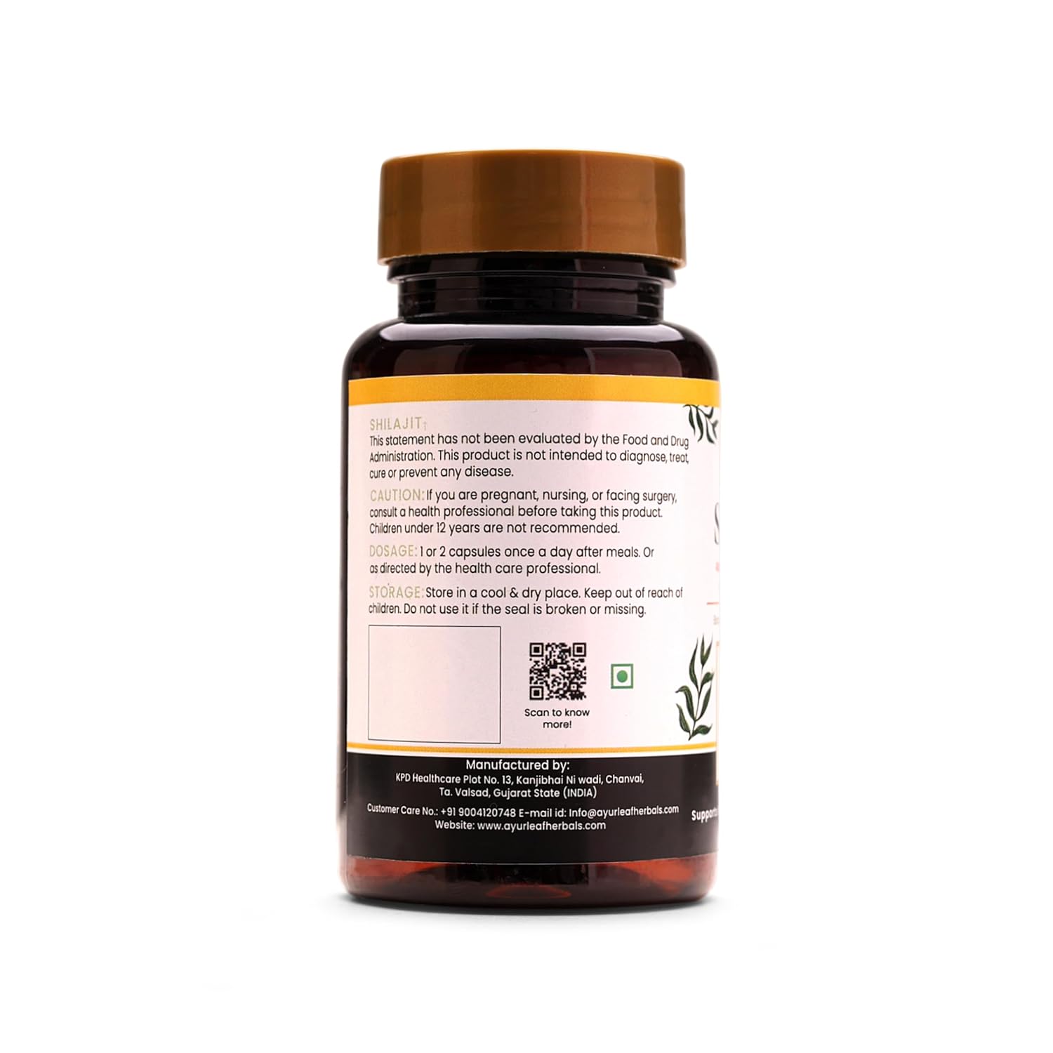 Ayurleaf Herbals Shilajit Capsules | Pure Herbal for Strength, and Power for Men | 60 Caps