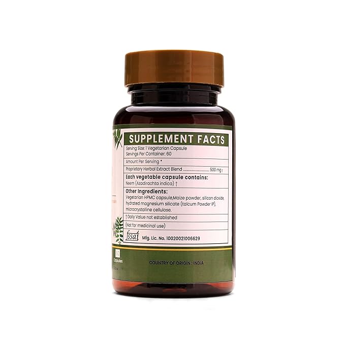 Ayurleaf Herbals Neem Capsules | Herb for Healthy Skin and Hair | 60 Caps | Pack of 2