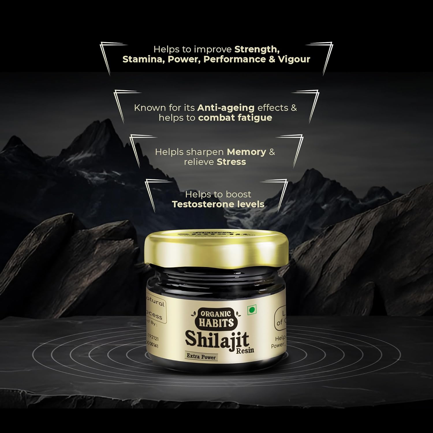 Organic Habits 100% Pure Himalayan Shilajit/ Shilajeet Resin Extra Power - 20 Gms