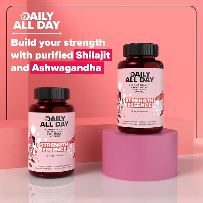 Daily All Day Himalayan Shilajit Resin Capsules for Men Women Muscle Strength - 90 caps