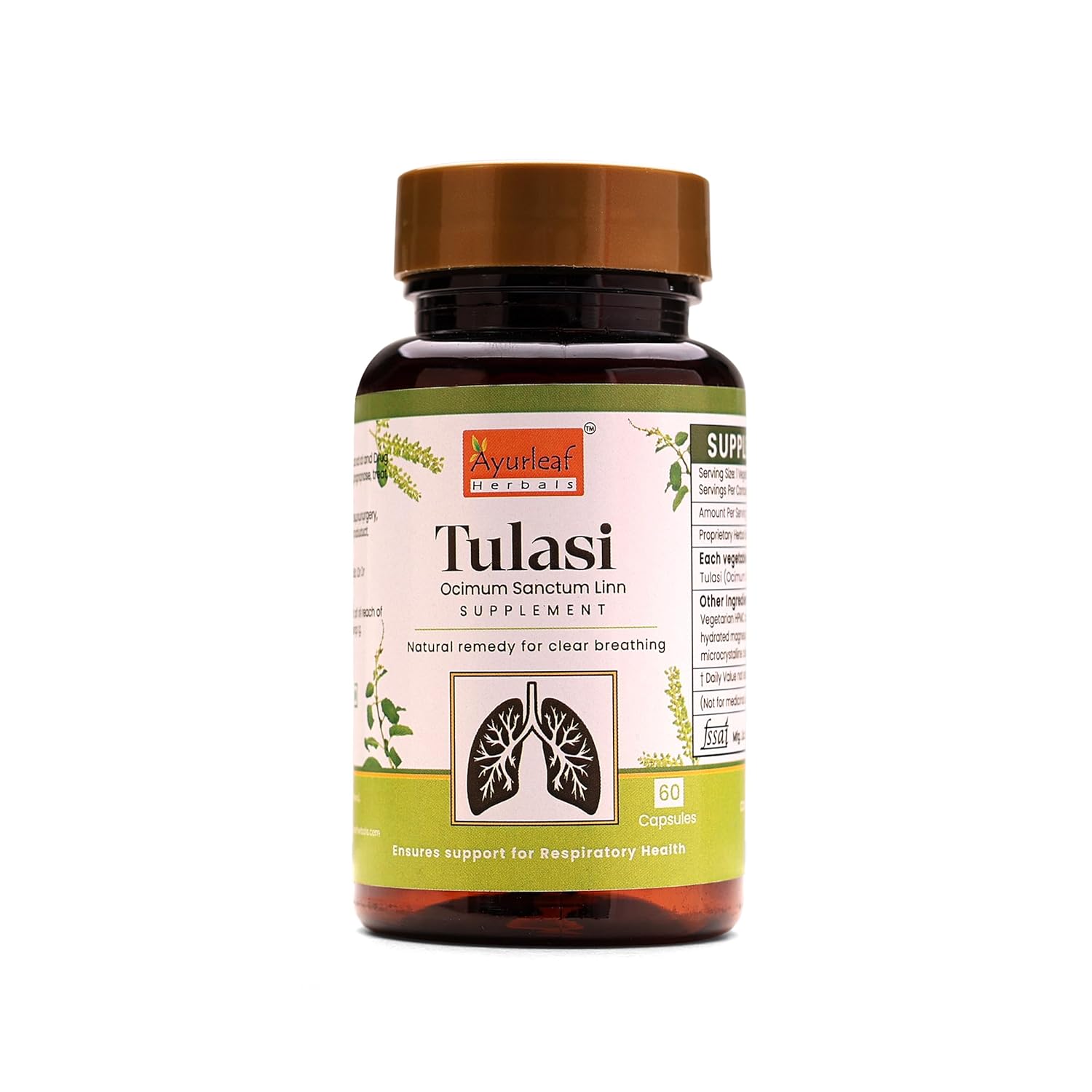 Ayurleaf Herbals Essential Tulsi Capsules - 60 Caps | Pack of 2