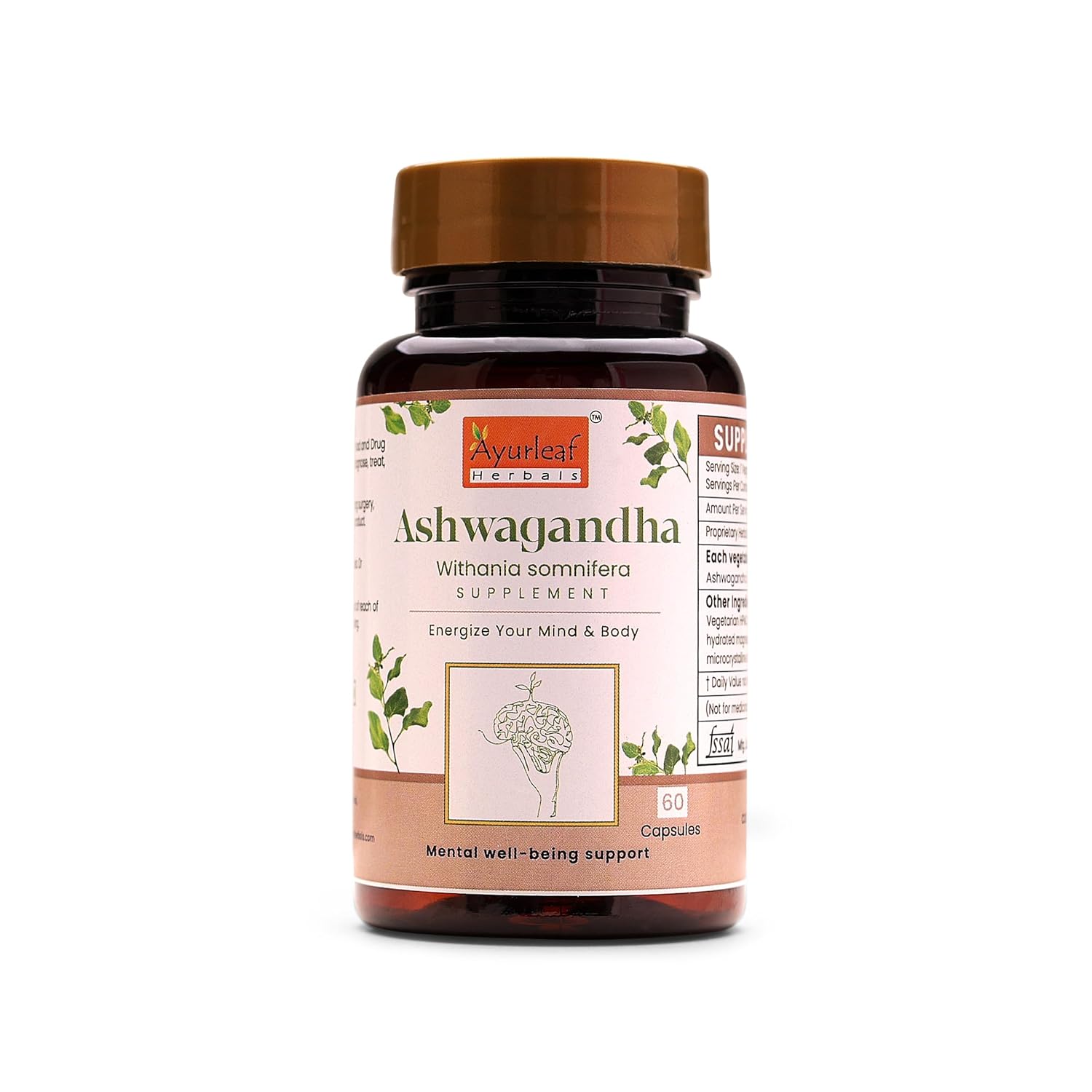 Ayurleaf Herbals Ashwagandha Capsules With Goodness of Natural Extracts of Ashwagandha | 60 Caps | Pack of 2