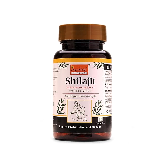 Ayurleaf Herbals Shilajit Capsules | Pure Herbal for Strength, and Power for Men - 60 Caps | Pack of 2
