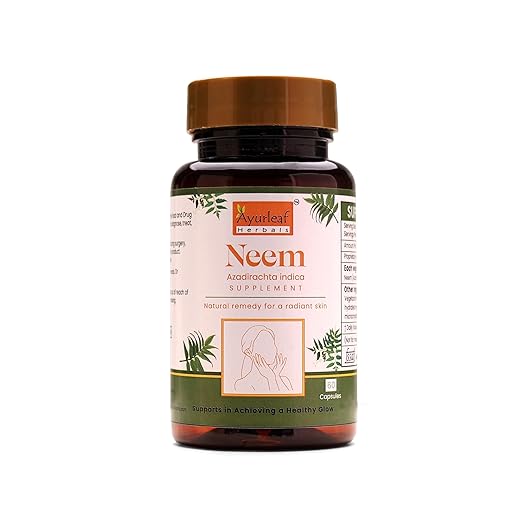 Ayurleaf Herbals Neem Capsules | Herb for Healthy Skin and Hair | 60 Caps | Pack of 2