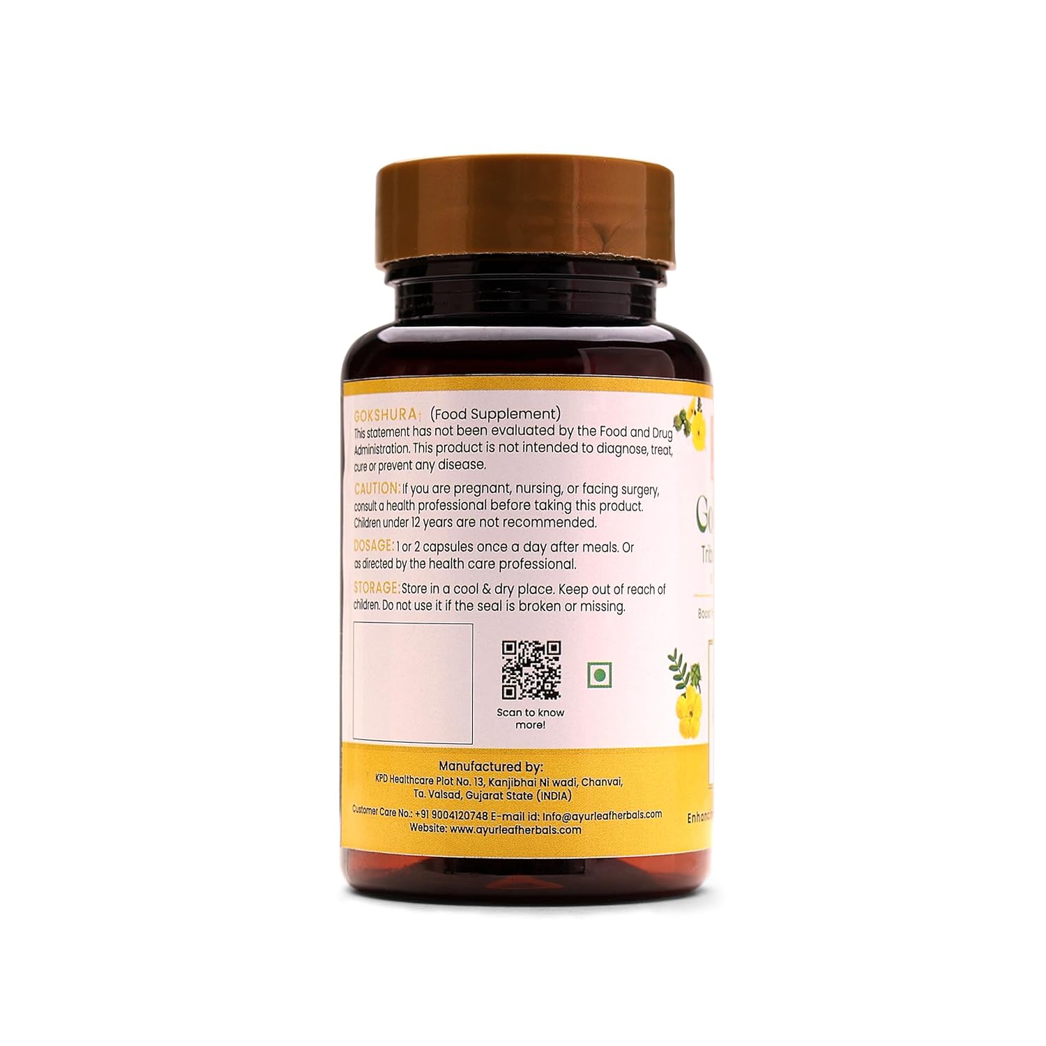 Ayurleaf Herbals Gokshura Tribulus 500 Mg Boosts Vitality & Stamina | 60 Caps