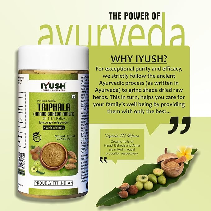 Iyush Herbal Ayurveda Organic Triphala Powder Each - 100 gms (Pack of 2)