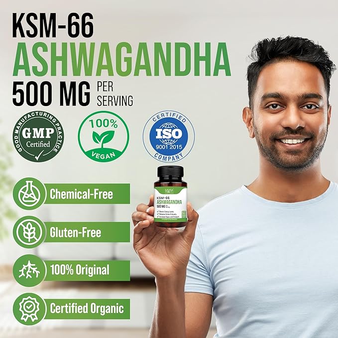 Lavaya Ashwagandha KSM-66 Capsule 500 Mg For Extra Strength Power - 60 caps