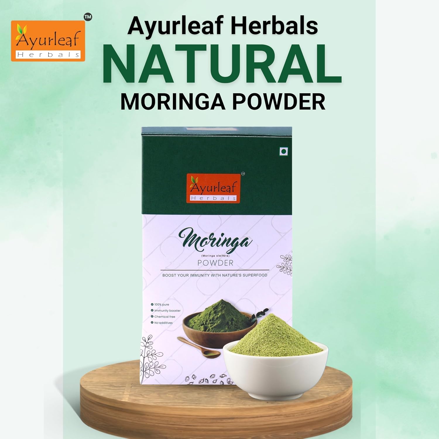 Ayurleaf Herbals Moringa Powder for Digestion, Energy, Immunity, Weight Loss - 200 Gms