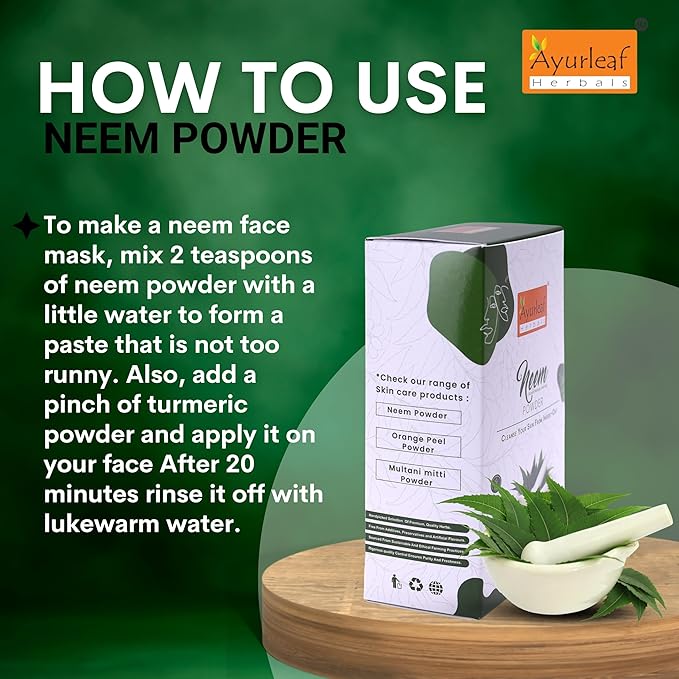 Ayurleaf Herbals Neem Powder for Eating & Drinking Leaves Diabetes - 200 Gms