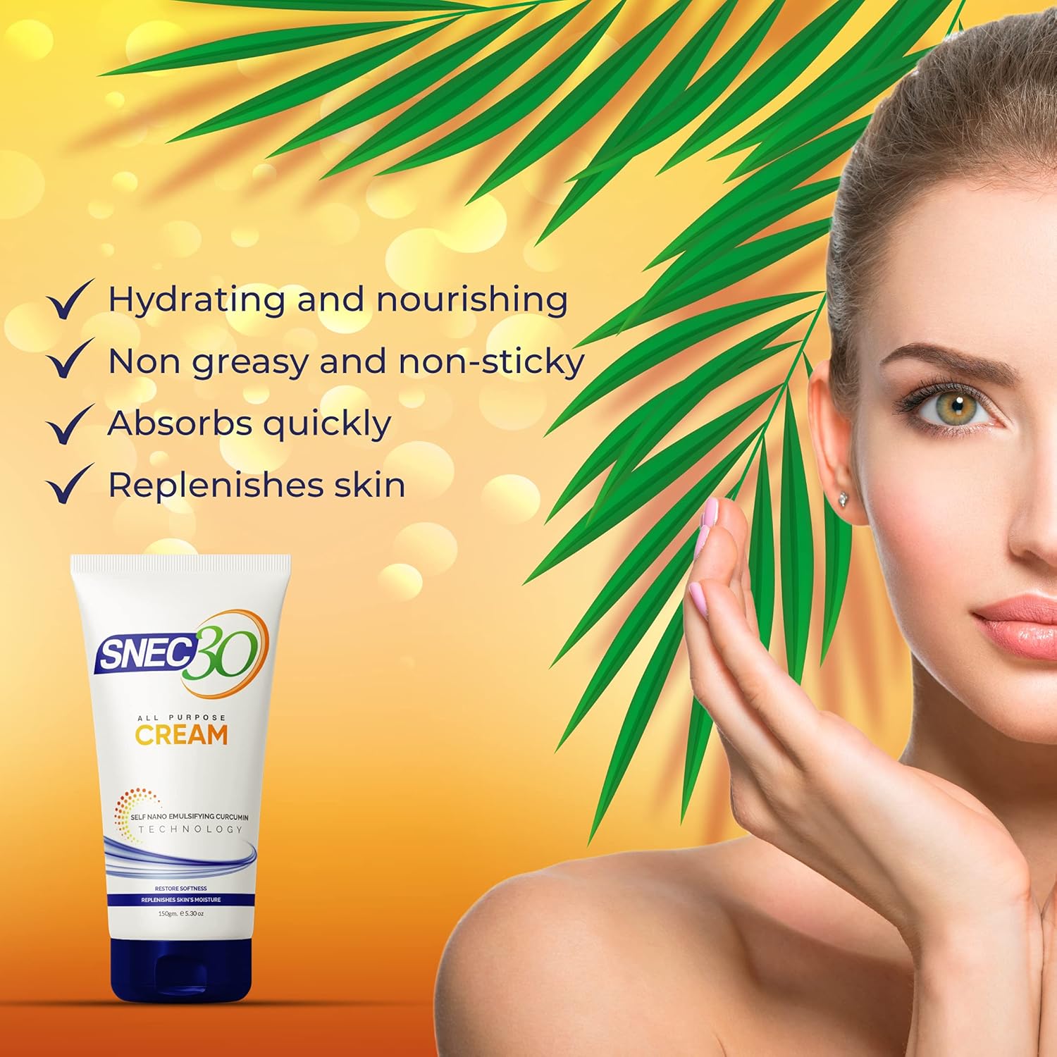 Snec30 Curcumin All Purpose Cream 150 Gms | Relieves Skin Rashes | Sun Burn | Infection | Redness and Itchiness