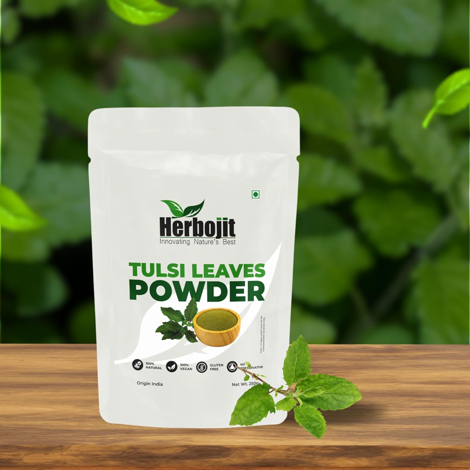 Herbojit Tulsi Leaves Powder 250 Gms | 100% Natural & Vegan | Gluten-free | No Preservatives | Immune Booster