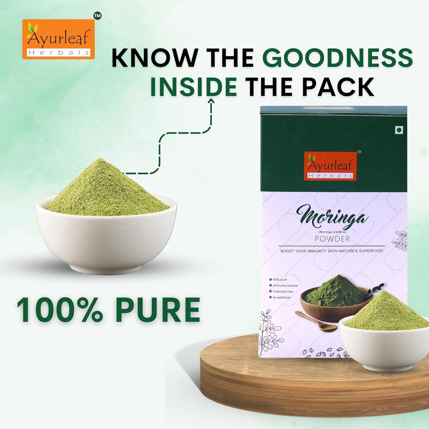 Ayurleaf Herbals Moringa Powder for Digestion, Energy, Immunity, Weight Loss - 200 Gms