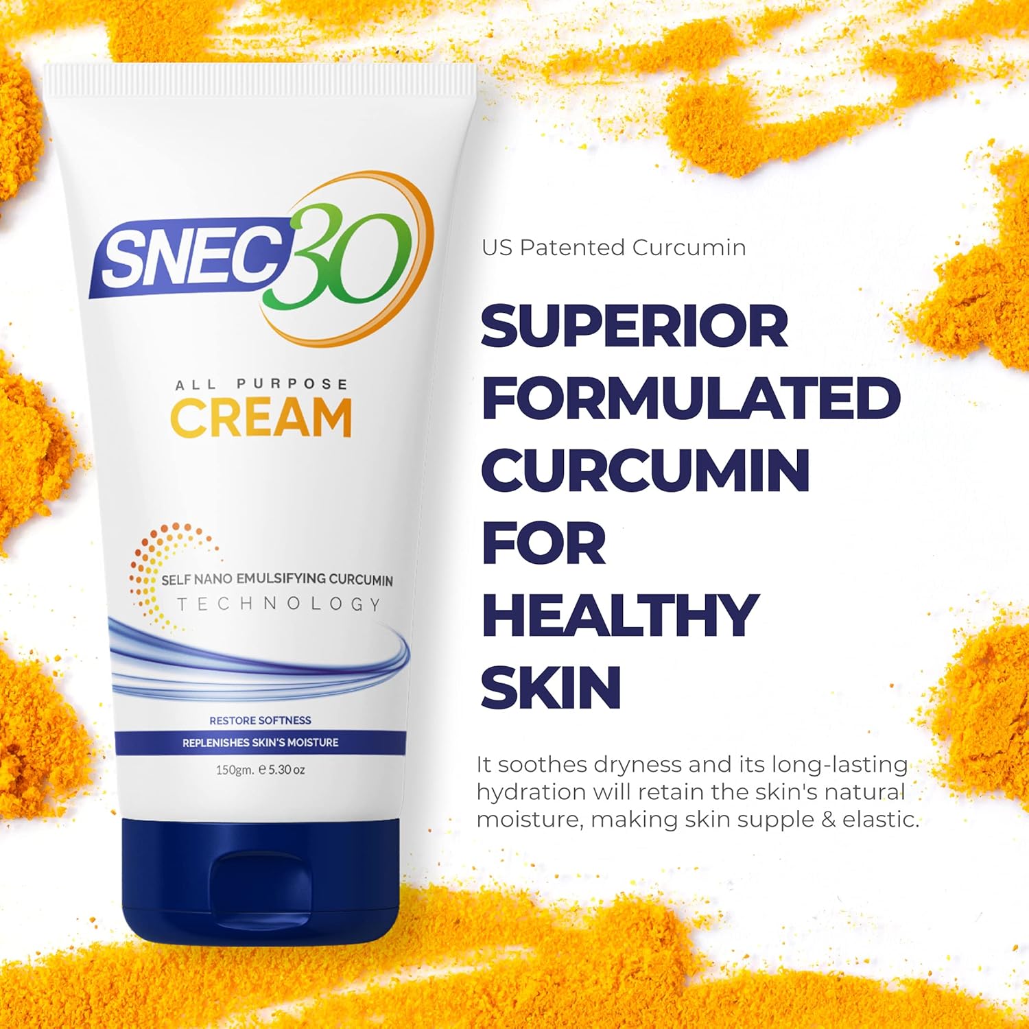Snec30 Curcumin All Purpose Cream 150 Gms | Relieves Skin Rashes | Sun Burn | Infection | Redness and Itchiness