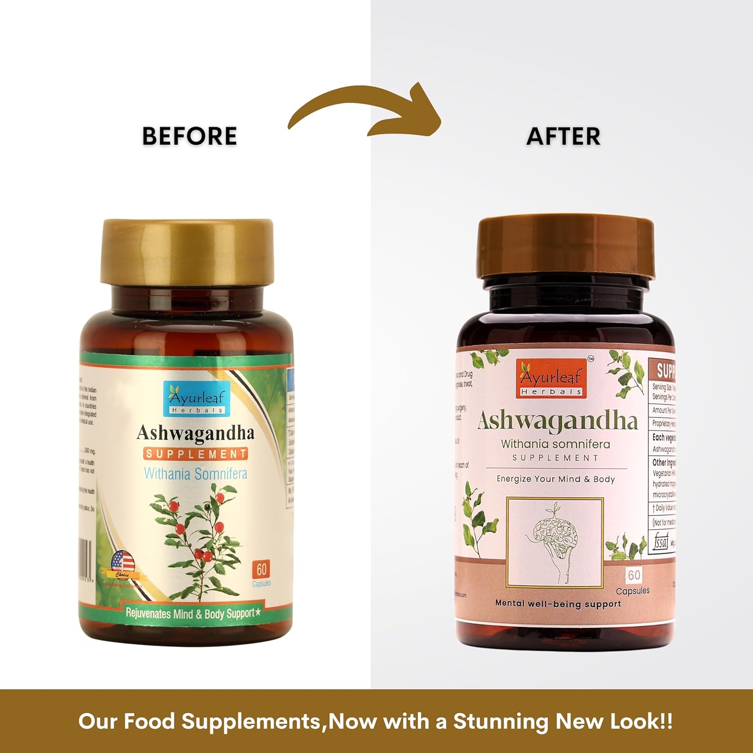 Ayurleaf Herbals Ashwagandha Capsules With Goodness of Natural Extracts of Ashwagandha | 60 Caps | Pack of 2