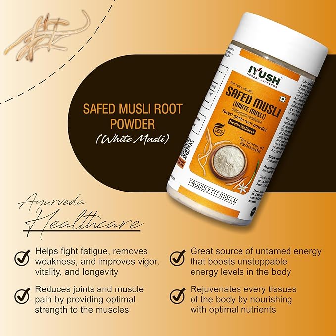 Iyush Herbal Ayurveda Safed Musli Powder Each - 100 gms (Pack of 2)
