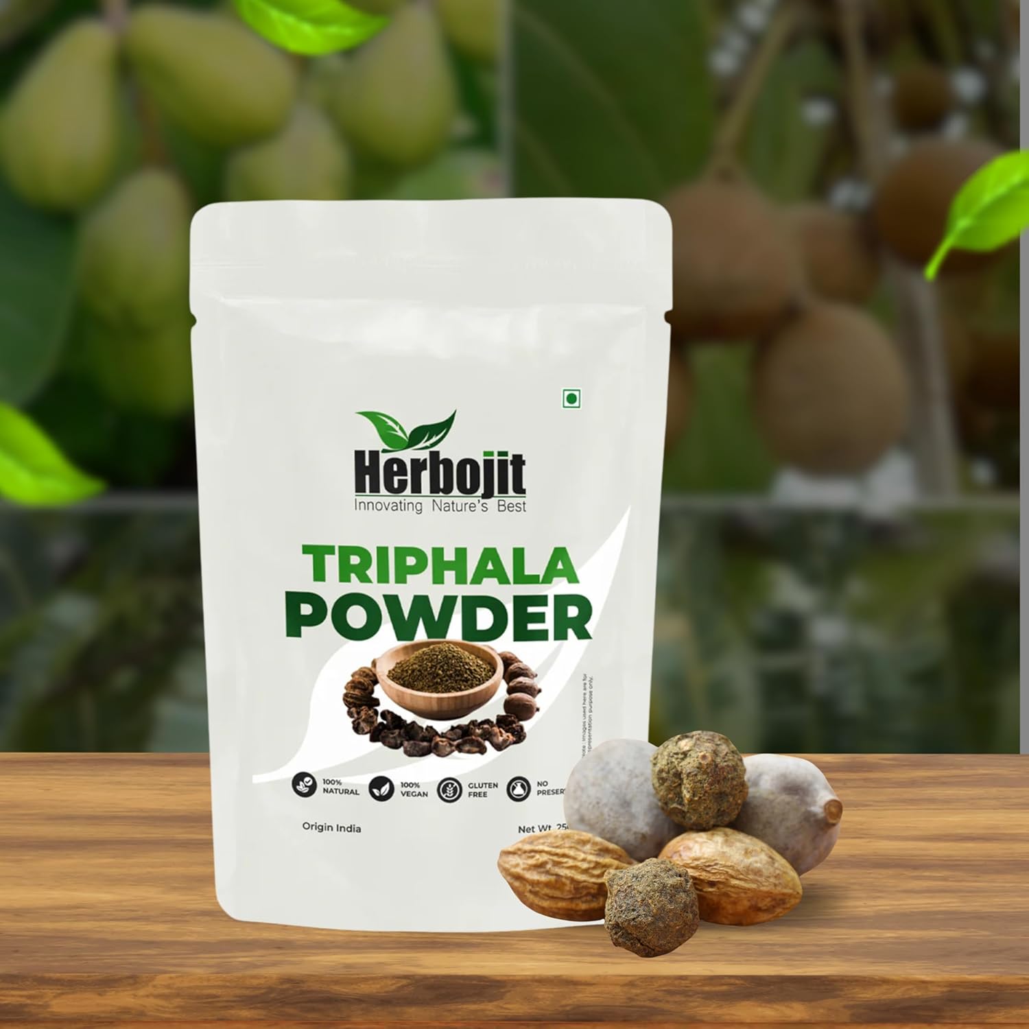 Herbojit Triphala Powder 250 Gms | 100% Natural, Vegan & Gluten - Free | Premium Ayurvedic Digestive Health Supplement
