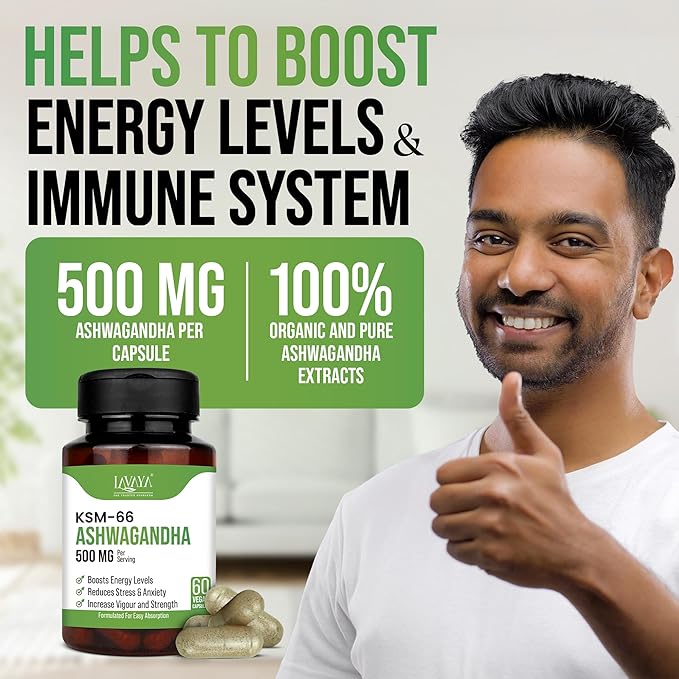 Lavaya Ashwagandha KSM-66 Capsule 500 Mg For Extra Strength Power - 60 caps