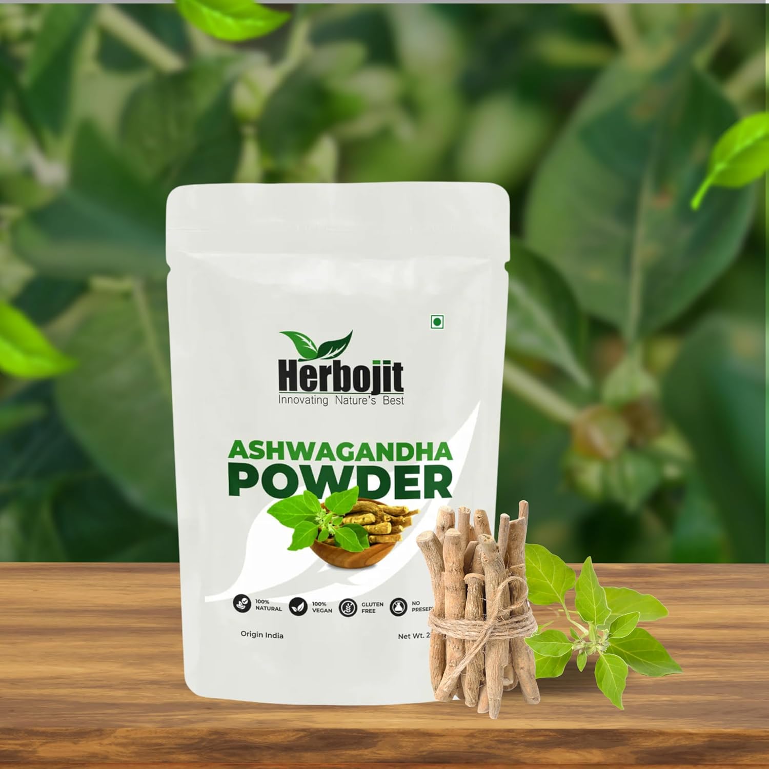Herbojit Ashwagandha Powder 250 Gms | 100% Natural & Vegan, Gluten-free for Stress Relief | Immunity & Vitality