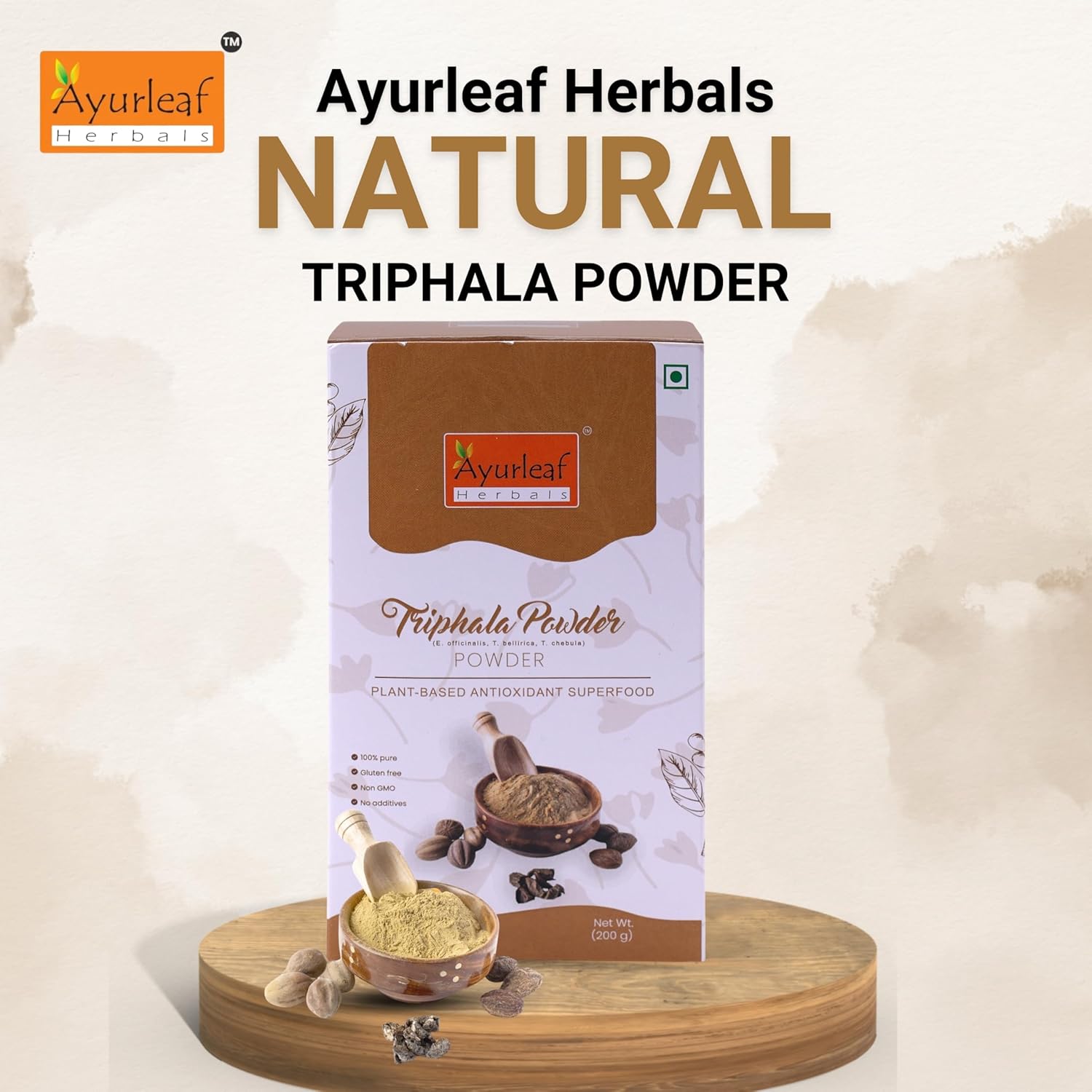 Ayurleaf Herbals Triphala Powder | Supports Healthy Digestion & Improves Bowel Wellness - 200 Gms