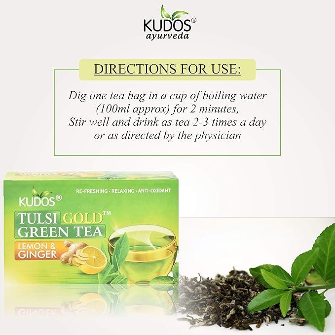 Kudos TULSI GOLD GREEN TEA - 25 Tea Bag (Pack of 3)