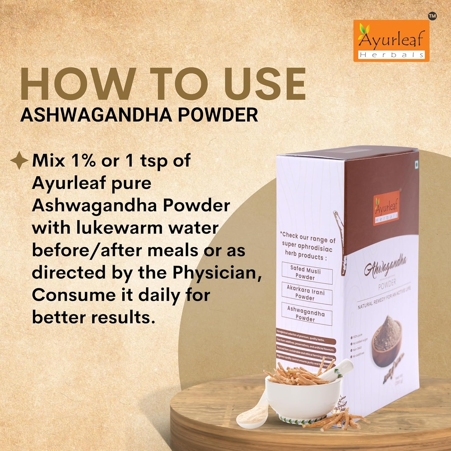 Ayurleaf Herbals Ashwagandha Powder - 200 Gms